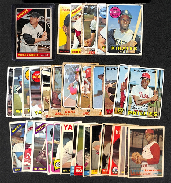 Lot of 48 Topps Baseball Cards from 1957-1969 w. 1966 Mickey Mantle